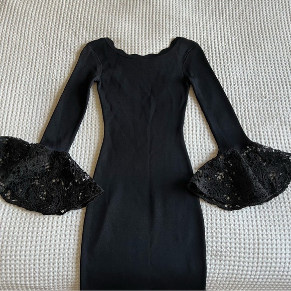 Sachin & Babi - Kochi Scoop-Back Fitted Midi Cocktail Dress w/ Lace - Jet Black - Picture 7 of 15